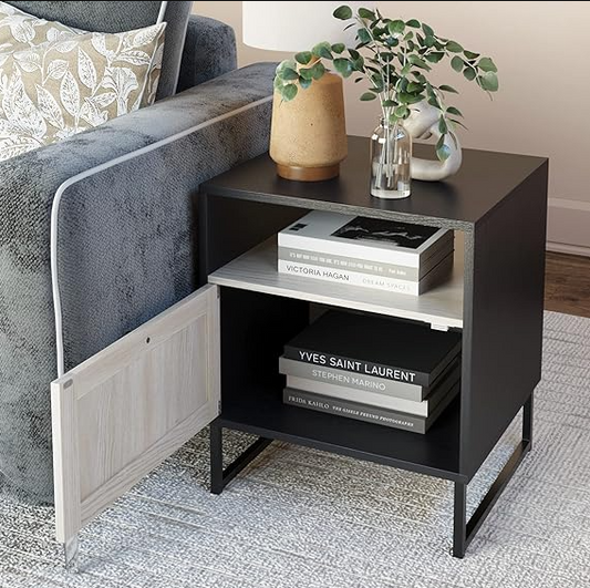 Side Accent Table Nightstand with Storage